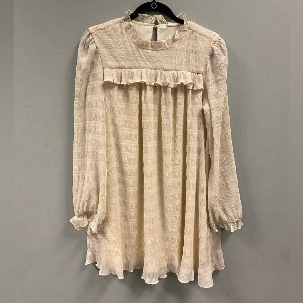 NWT ROOLEE Textured Sheer Long Sleeve Mini Dress Size M